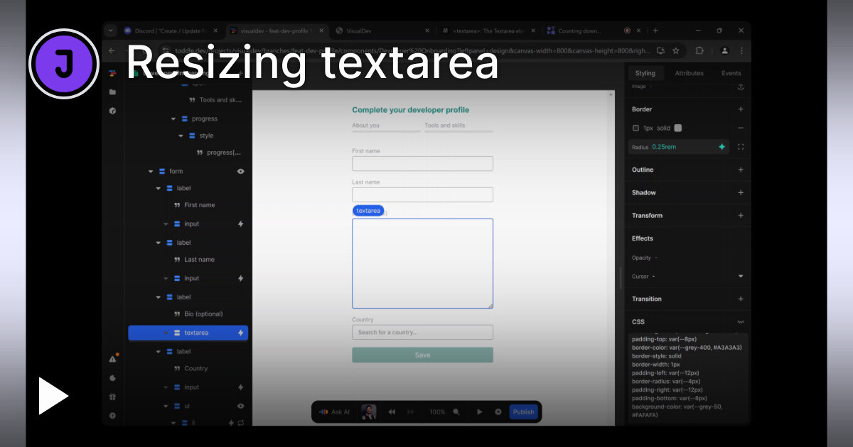 Resizing textarea — Tella