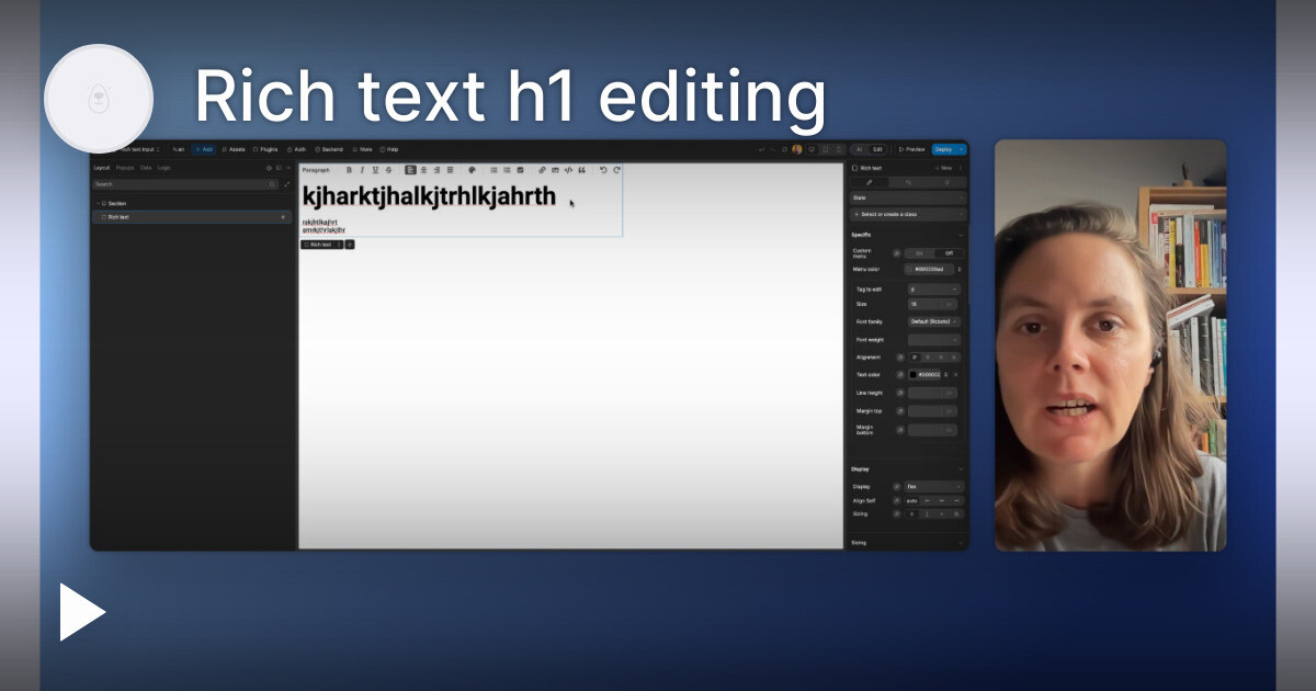 H1 Script Writing Rich text h1 editing