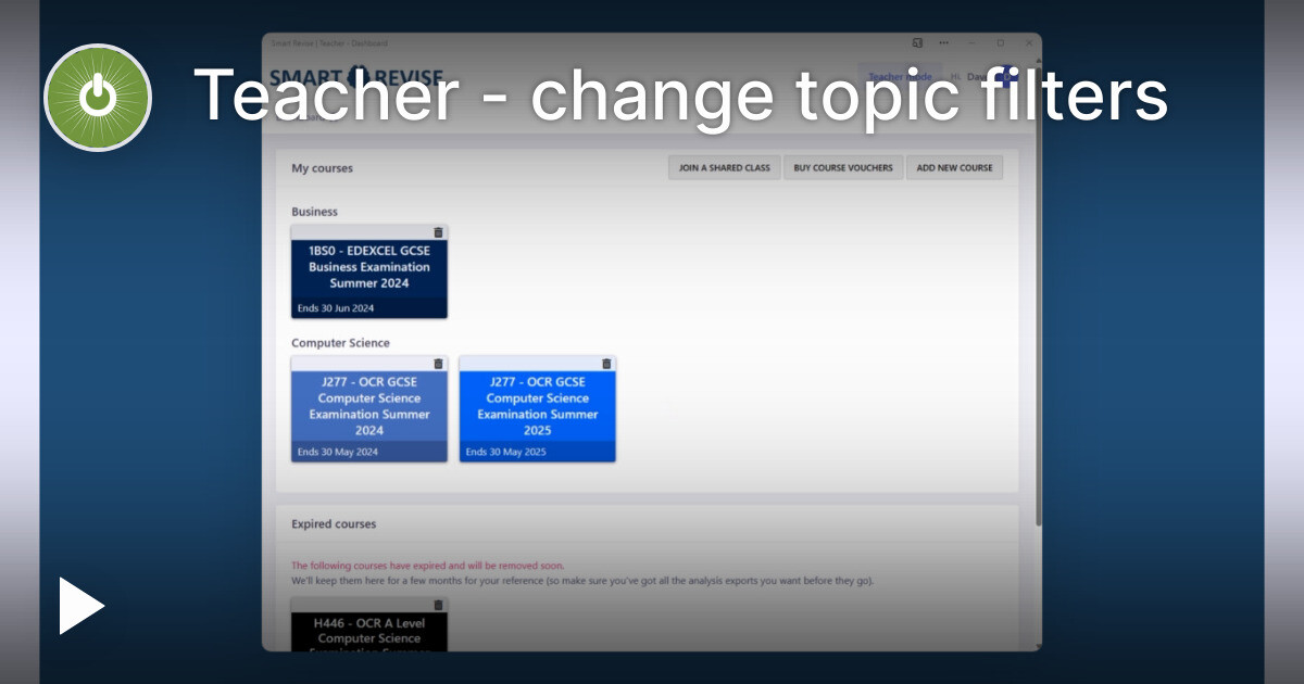 Teacher - change topic filters — Tella