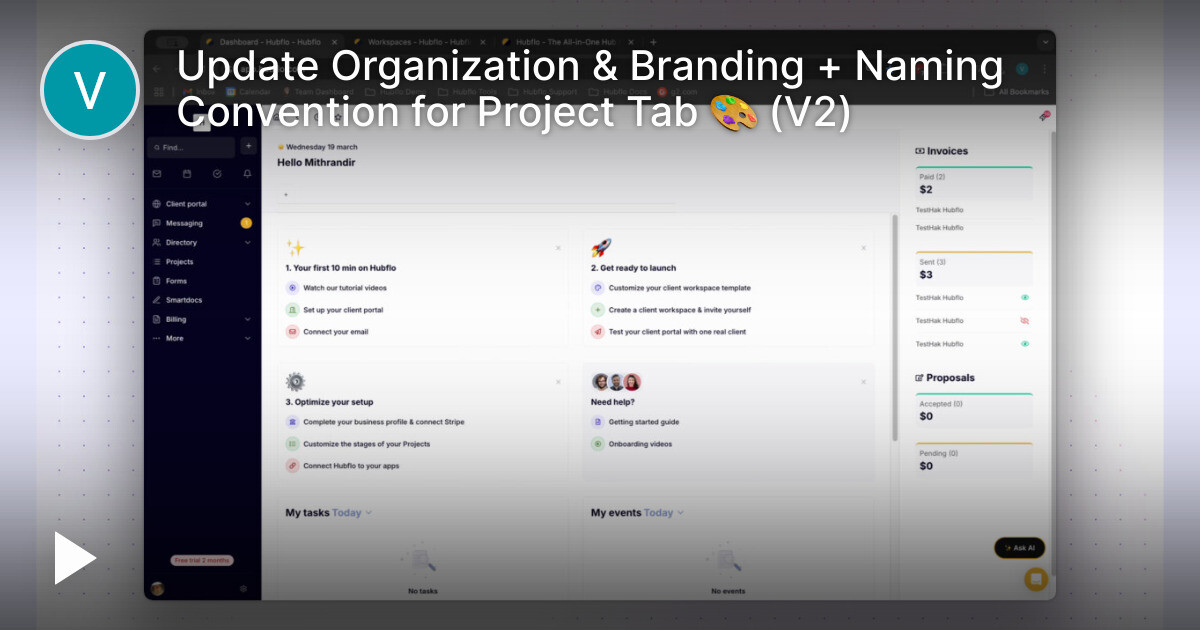 Proect Tab Update Organization & Branding + Naming Convention for Project Tab ๐จ ...
