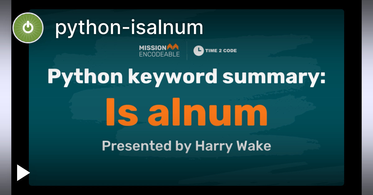 python-isalnum — Tella