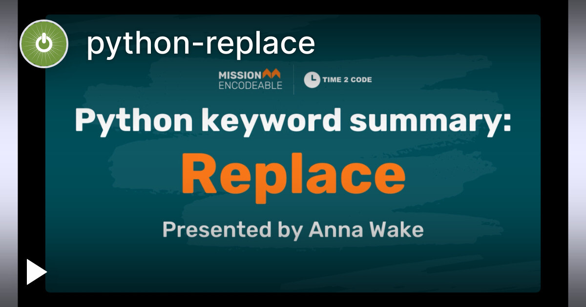how to replace in python | python replace() function... python-replace — Tella